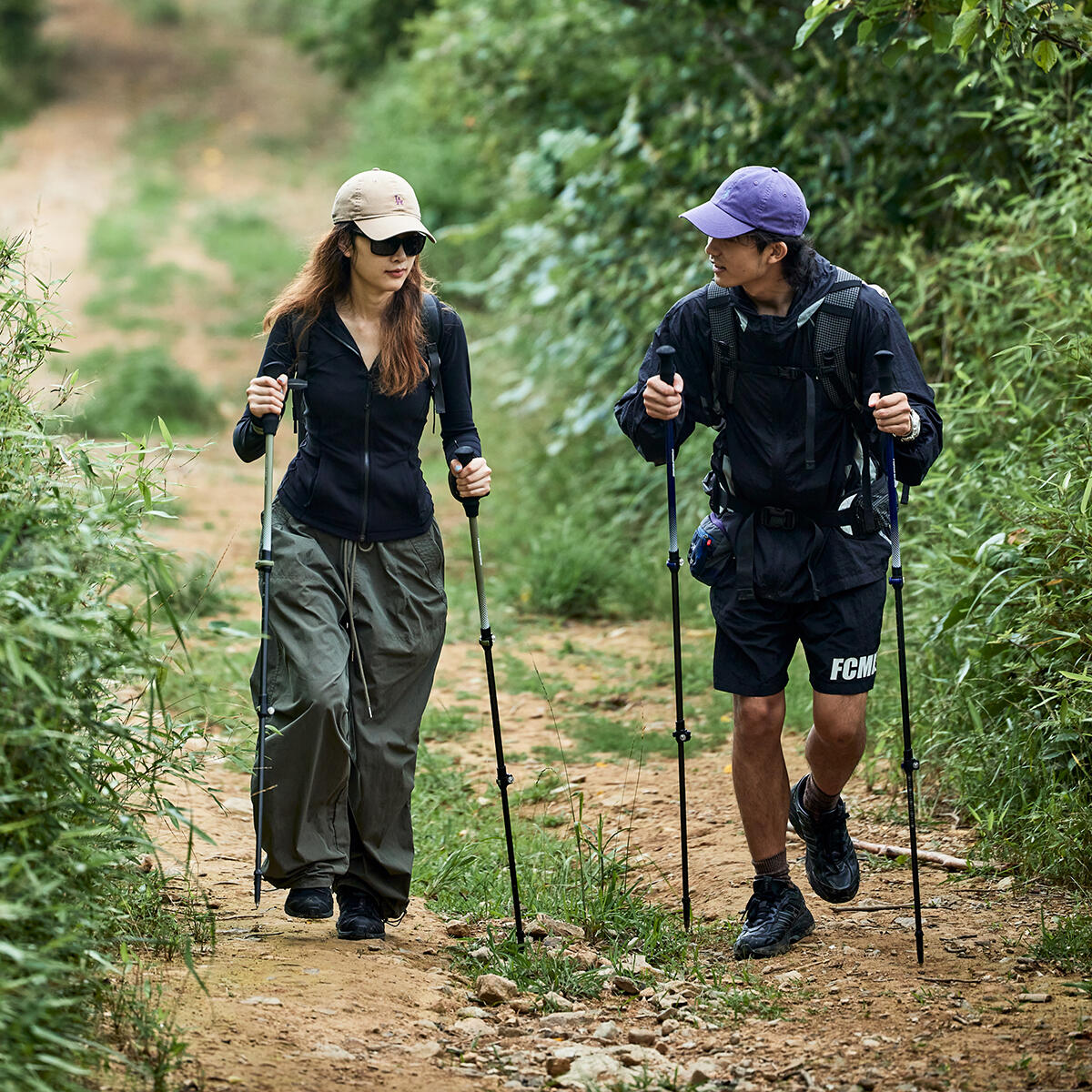 Bastón Trekking Senderismo Naturehike Carbono 3K, 3 secciones, marrón 5/6