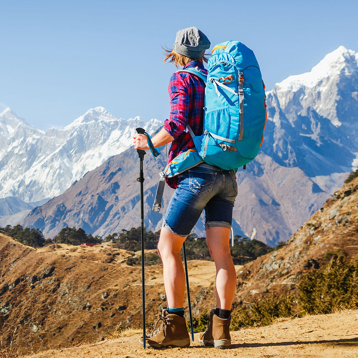 Bastón Trekking Senderismo Plegables Naturehike Carbono, 5 secciones, azul 3/3