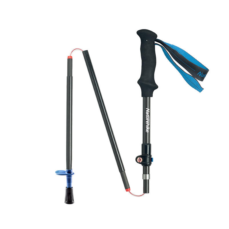 Bastón Trekking Senderismo Plegables Naturehike Carbono, 5 secciones, azul 2/3