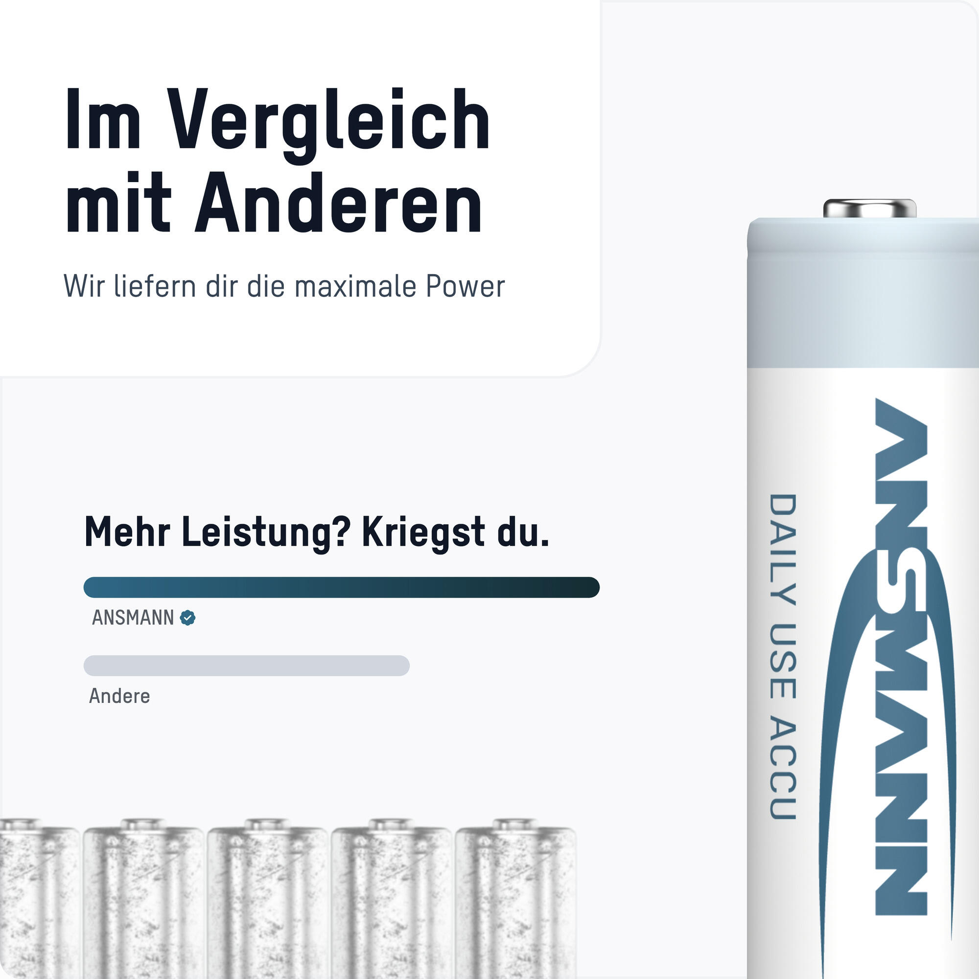 ANSMANN Akku AA 1,2V 1300mAh, Wiederaufladbare Batterien AA Mignon NiMH, 8 Stück 6/7