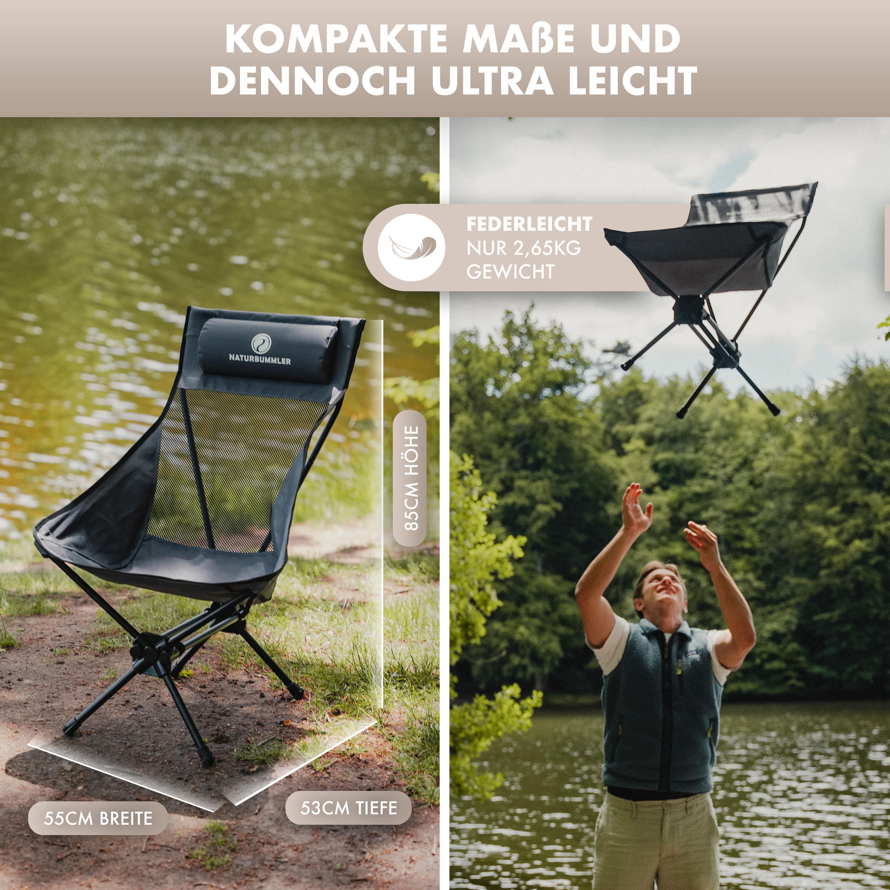 NATURBUMMLER Kompakter und leichter Campingstuhl [Cloud Light+] mit  atmungsakti | Decathlon
