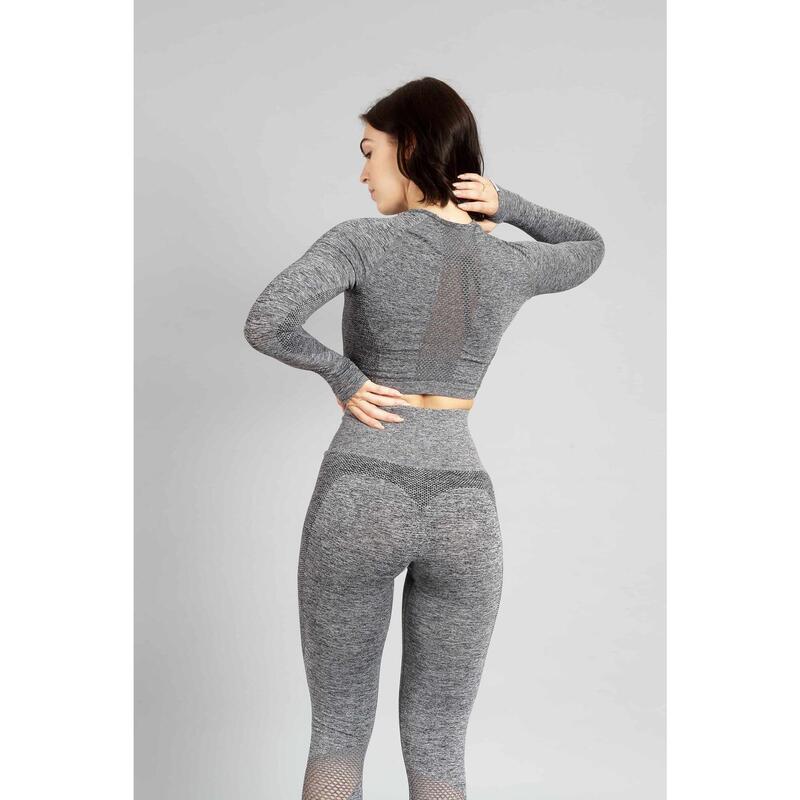 Pulse Seamless Crop Top à Manches Longues Fitness - Femme - Gris