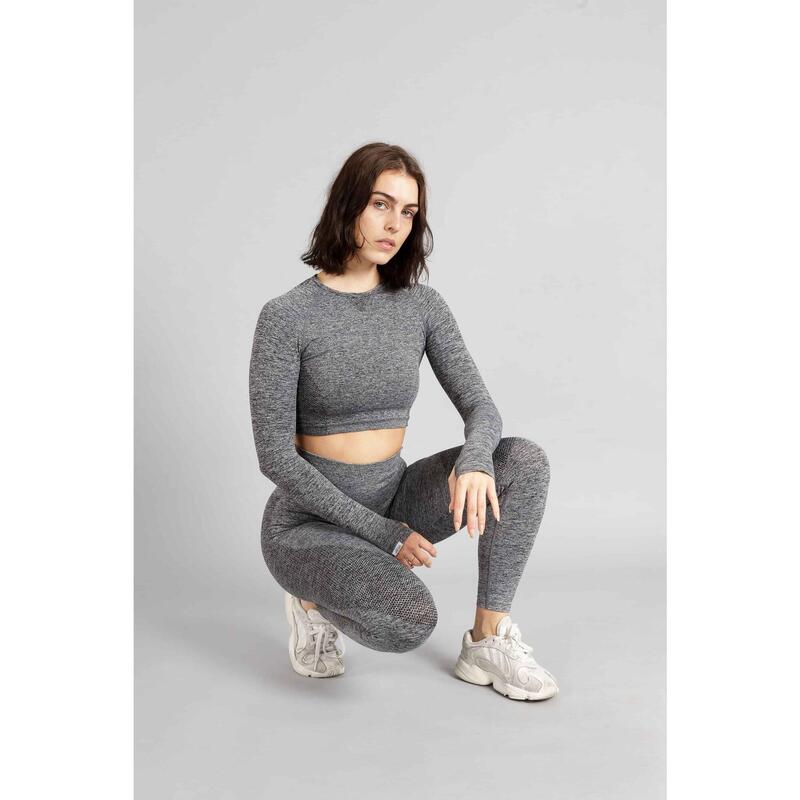 Pulse Seamless Crop Top à Manches Longues Fitness - Femme - Gris