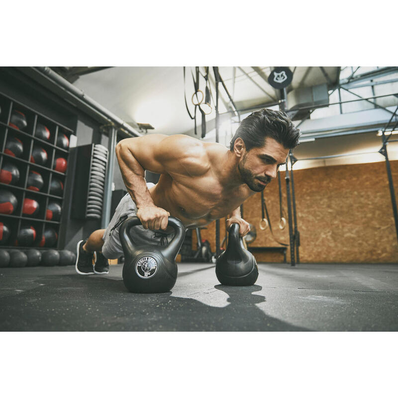 Gorilla Sports Kettlebell činka, plast, černá, 20 kg