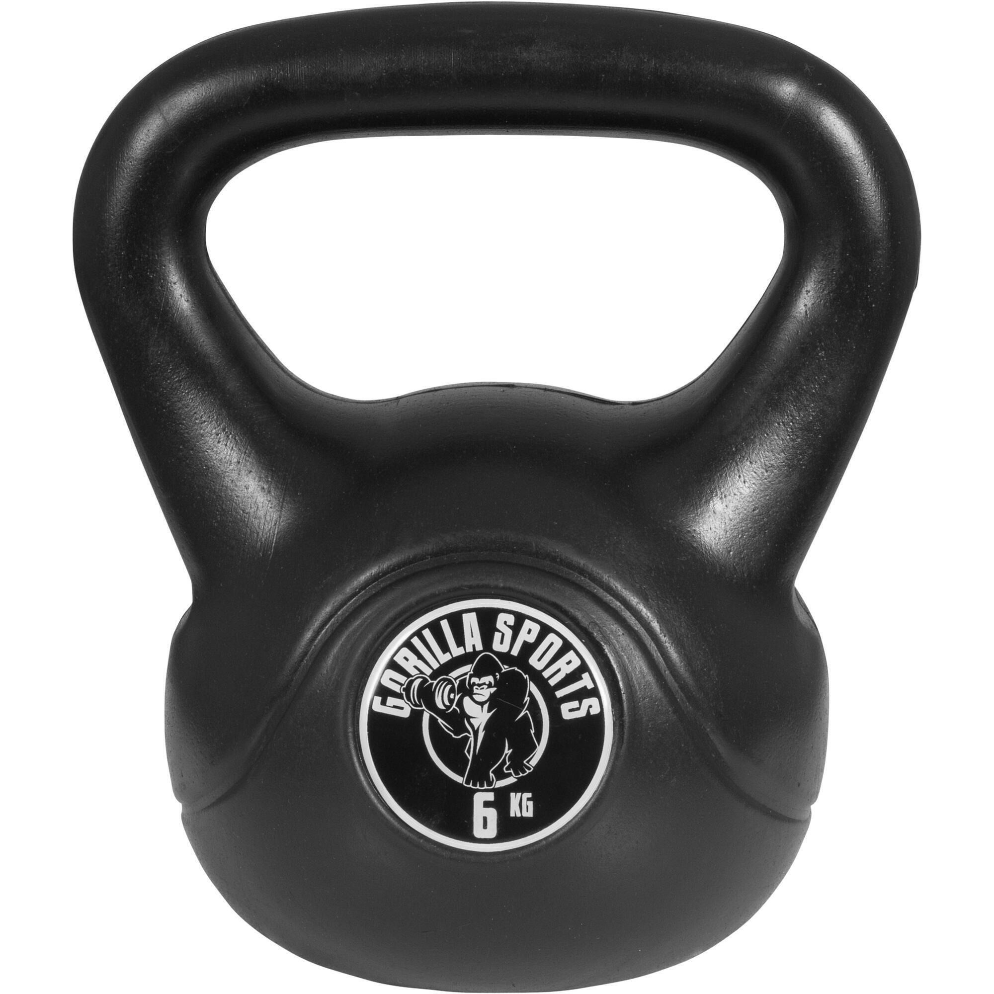 Gorilla Sports - Kettlebell Noir Avec Revêtement Plastique | Musculation| Au Choix De 2kg À 20kg - Kettlebell - 6 Kg - Decathlon