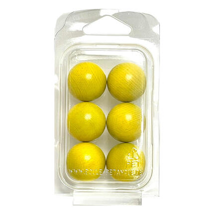 Zielkugeln Boule Pétanque 6 Stück - Buche - Farbe Gold- im Blister