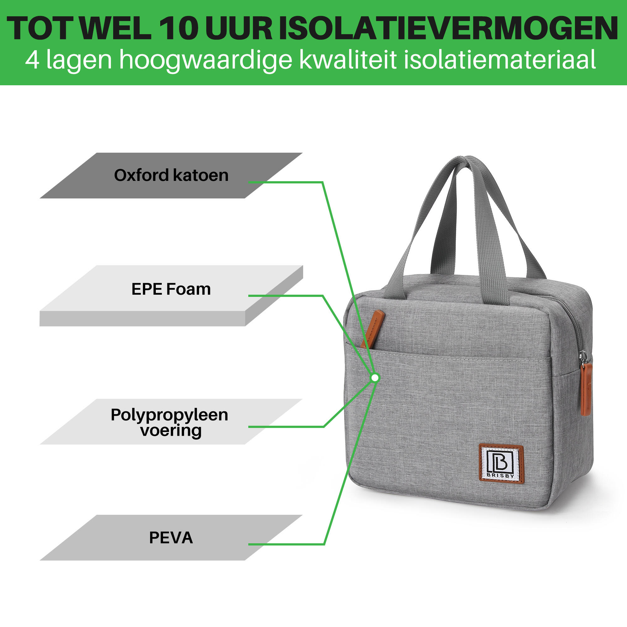 Brisby Koeltas 4 Liter Lichtgrijs 3/4