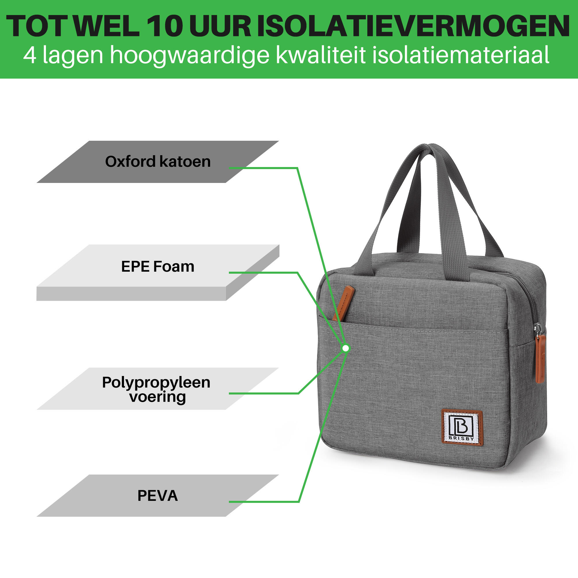 Brisby Koeltas 4 Liter Donkergrijs 3/4