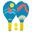 Set tenis de plajă - 2 palete + 2 mingi - Albastru/Galben