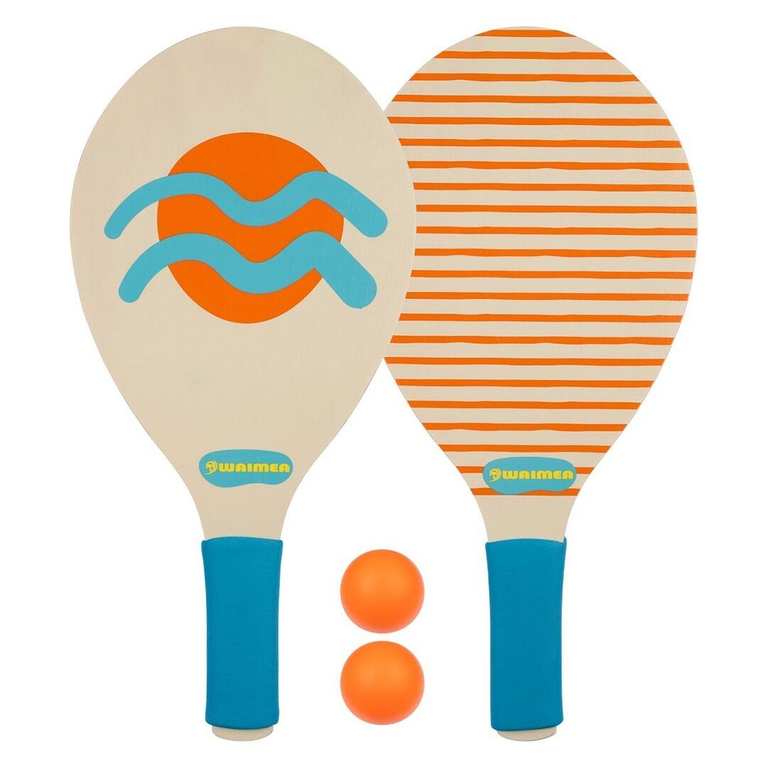 WAIMEA Beach Tennis Set - 2 paddles + 2 ballen - Zand/Oranje