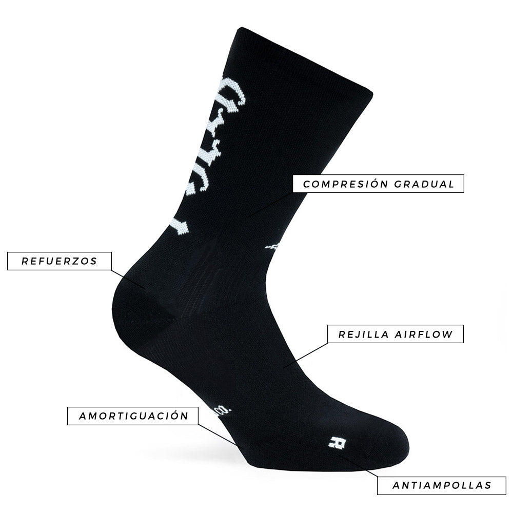 Calcetin running  unisex Pacer, tricotado color Black 3/4