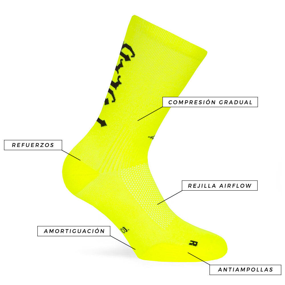 Calcetin running  unisex Pacer, tricotado color Neon Yellow 3/4