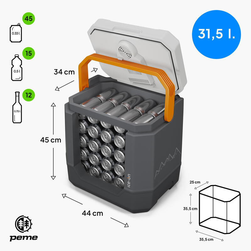 Elektrický chladicí box Peme Ice-on Trip, 33 L, Bluetooth reproduktor