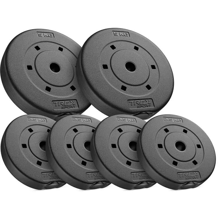 Комплект битумни тежести Trex Sport 20 кг (2×5 кг + 4×2,5 кг) Ø27 мм