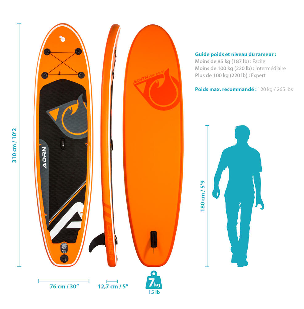 Pagaia gonfiabile CRUISER 10'2 30'' 5'' (310x76x12,7cm) Confezione completa 3/7