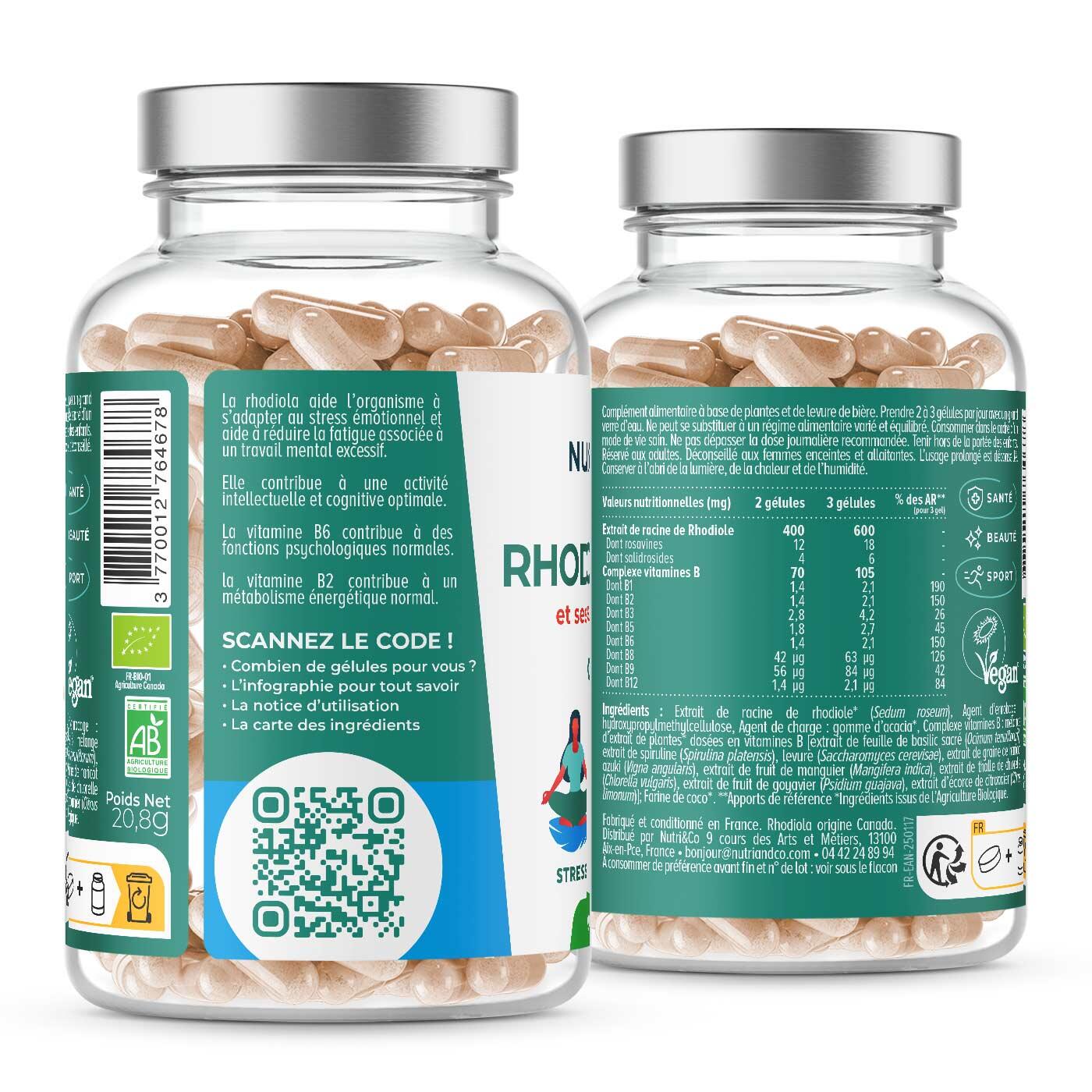 Rhodiola Rosea Bio - Anti Stress Fatigue Anxiété & Relaxation - 60 Gélules 2/5