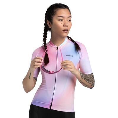 Dames wielrennen wielershirt korte mouw m2 aura kauwgom roze