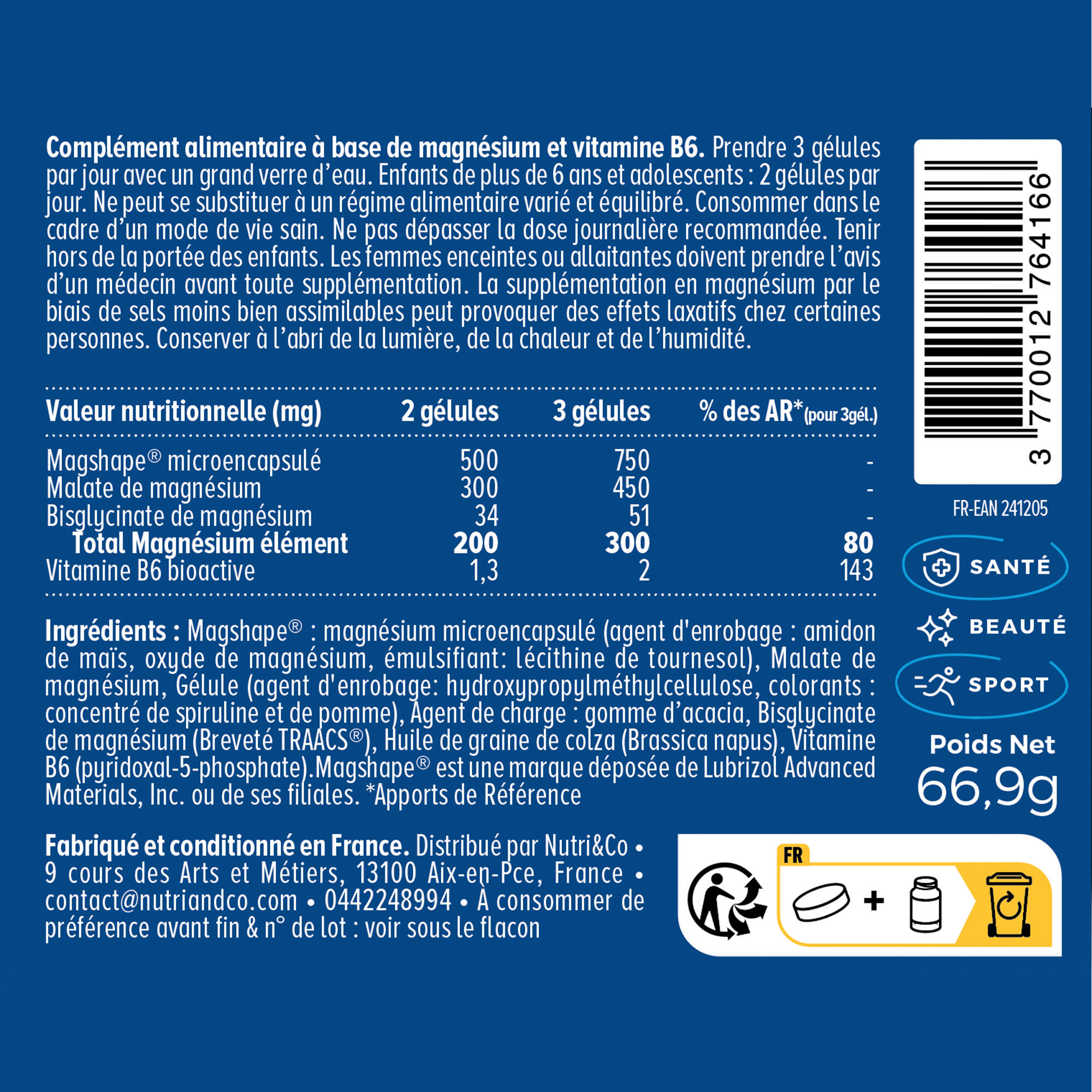 Magnésium + Vit B6 - Tonus et Récupération Musculaire - 120 Gélules 3/5