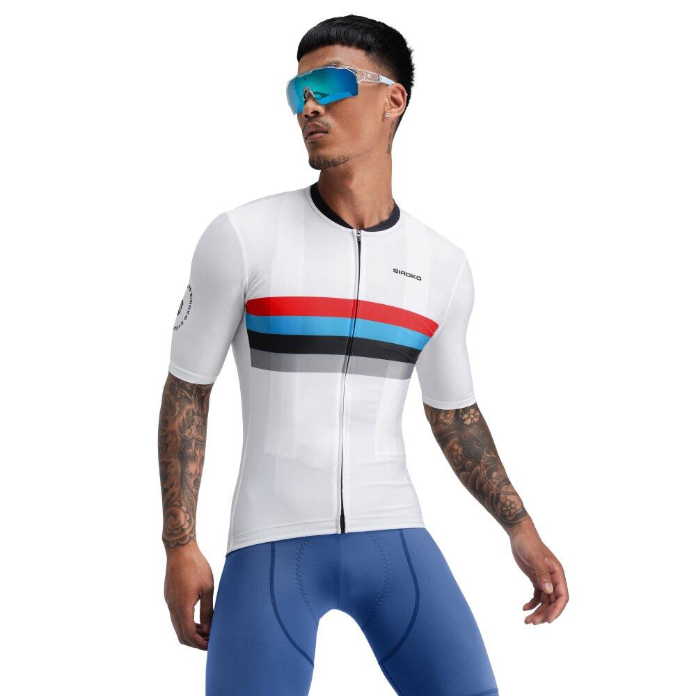 SIROKO Pánský cyklistický dres s krátkým rukávem M2 Westfalia Bílá