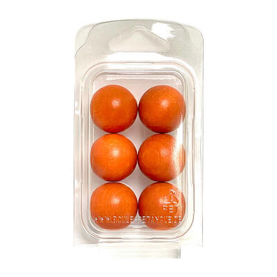 Zielkugeln Boule Pétanque 6 Stück - Buche - Farbe Orange - im Blister
