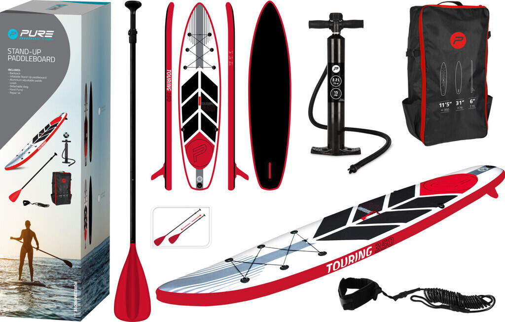 PURE2IMPROVE Pure2Improve Touring 350 cm Inflatable Stand Up Paddle with Non-Slip EVA Deck