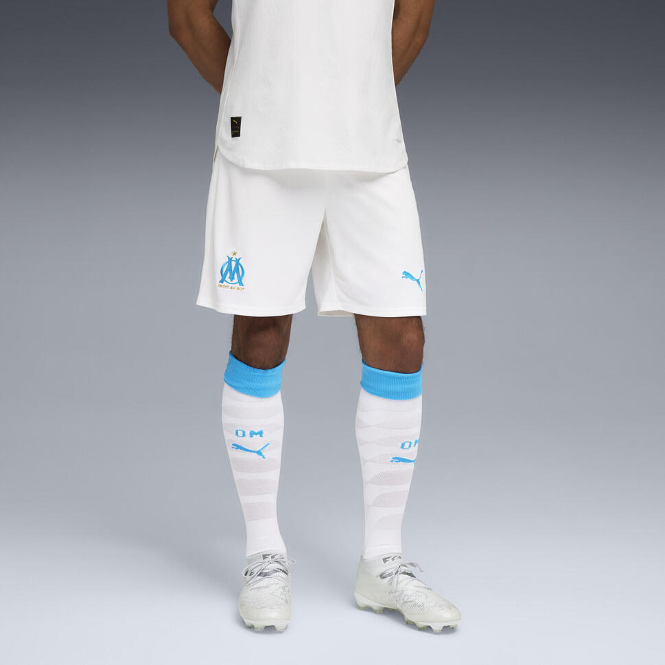 Męskie szorty Olympique Marsylia 25/26 PUMA White Bleu Azur Blue