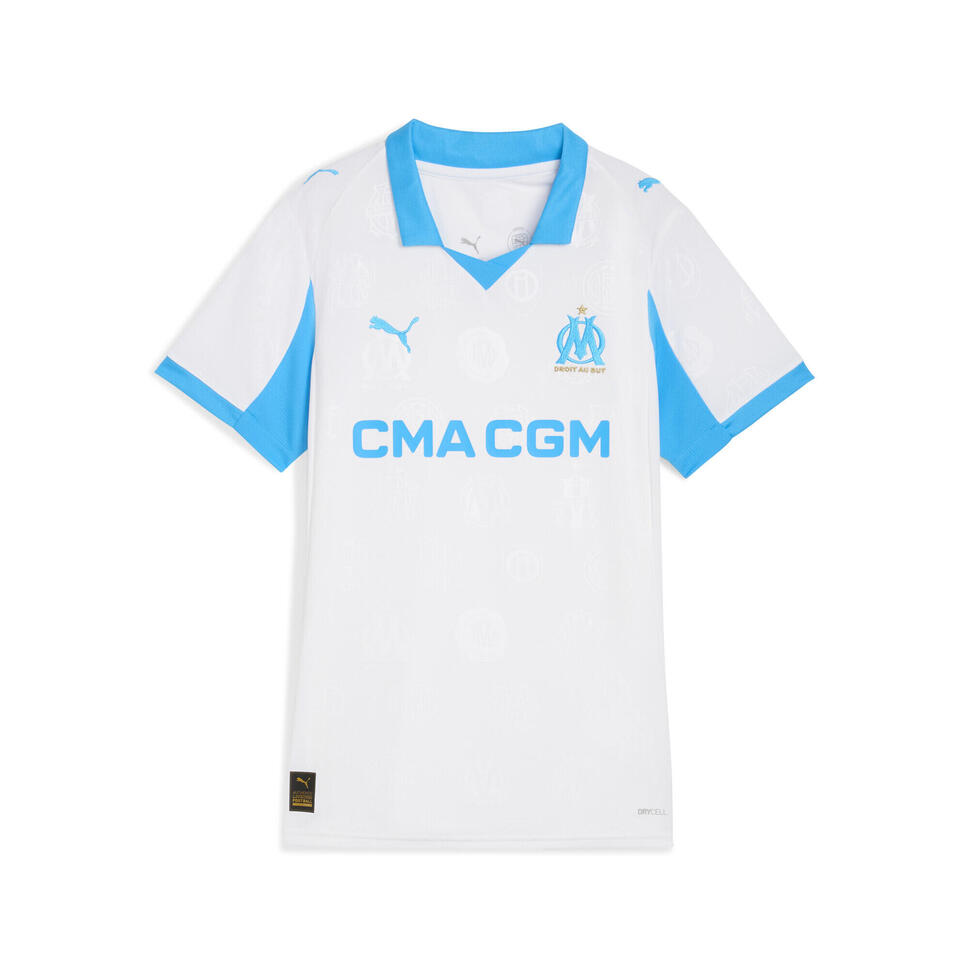 Damska koszulka domowa Olympique Marsylia 25/26 PUMA White Bleu Azur Blue
