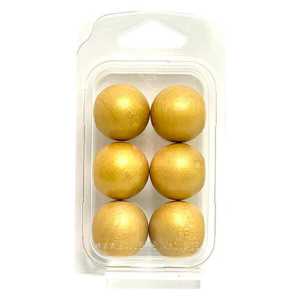 Zielkugeln Boule Pétanque 6 Stück - Buche - Farbe Gold- im Blister