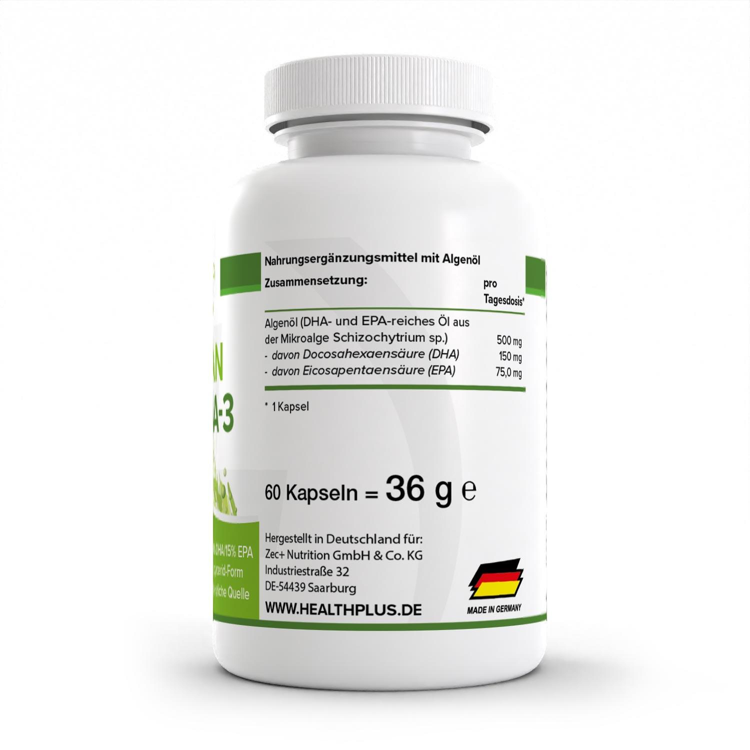 Zec+ Health+ Vegan Omega-3 (60) Unflavoured - Vitamines, minéraux et santé 2/3