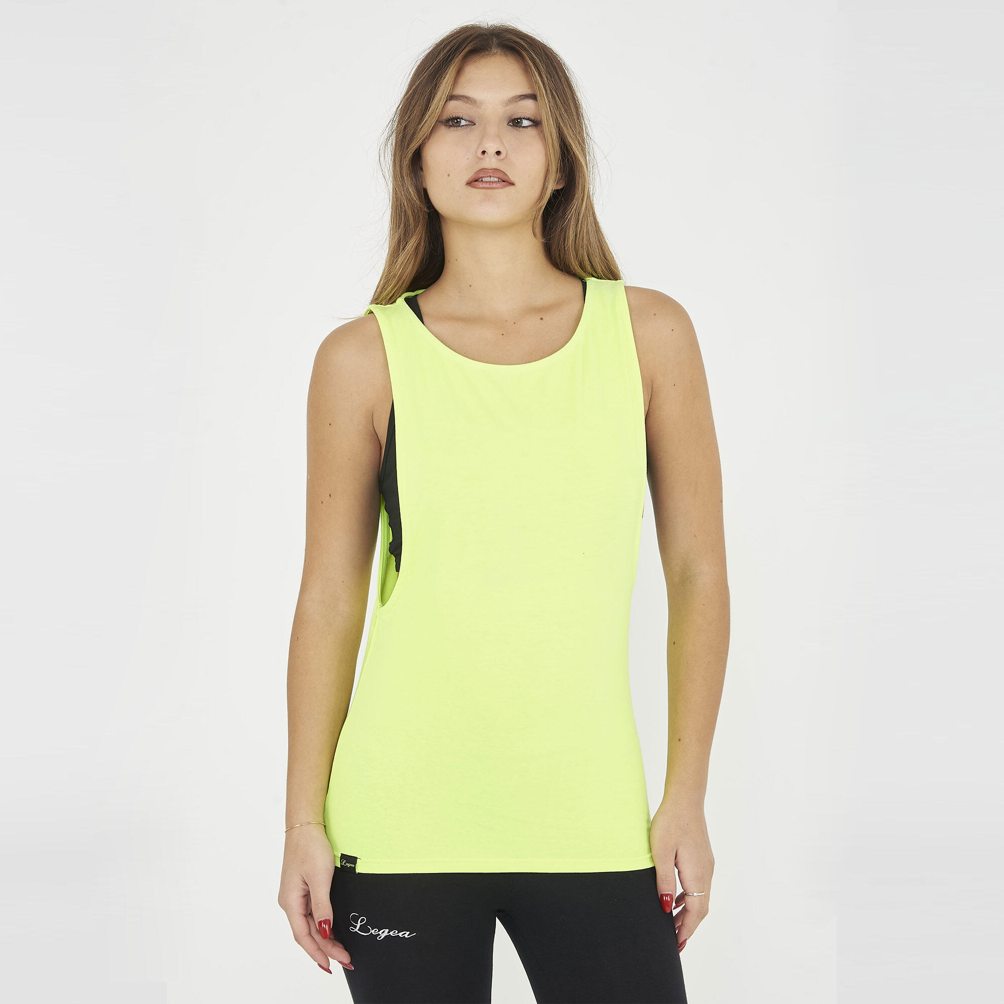 Canotta palestra da donna NISHER giallo fluo 2/6