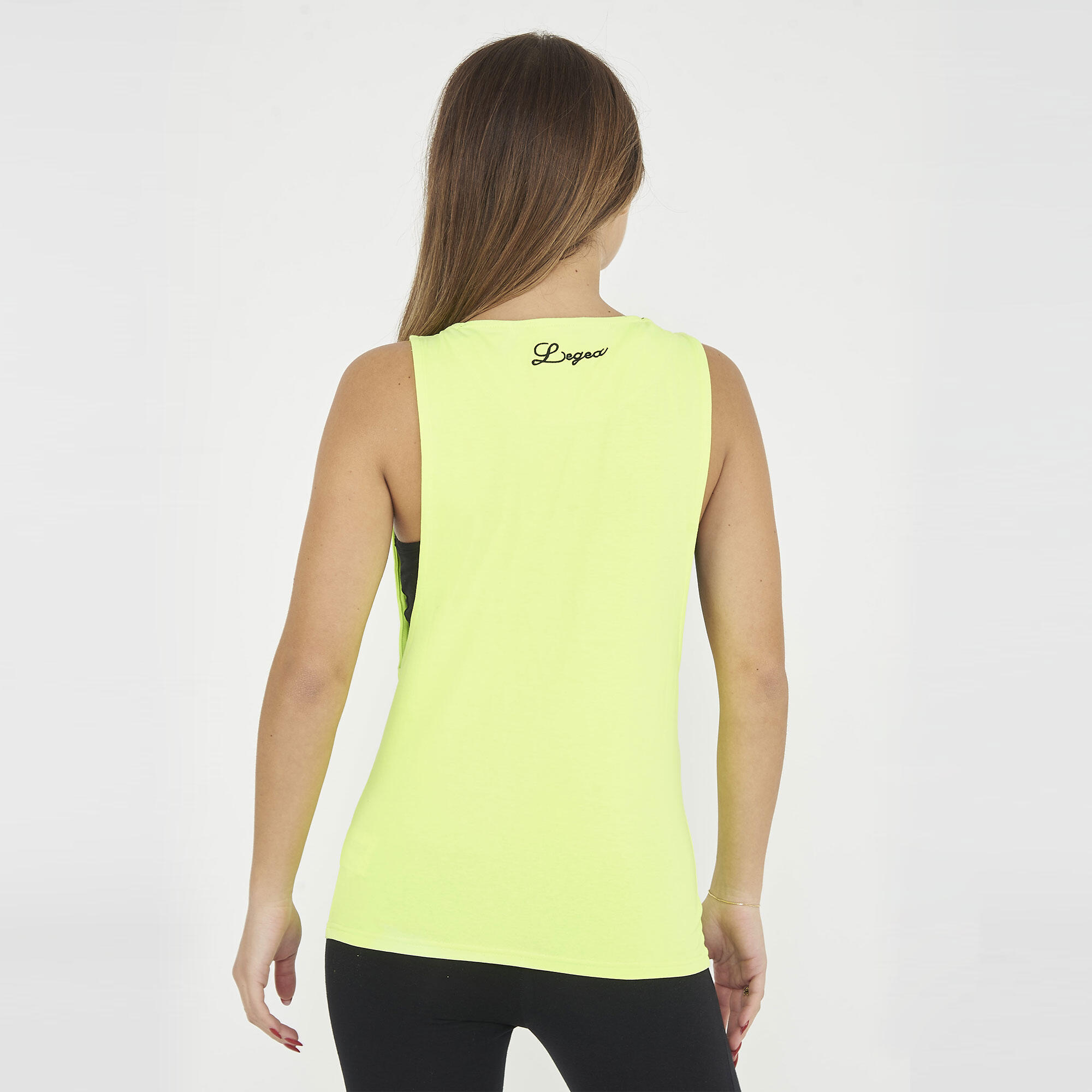 Canotta palestra da donna NISHER giallo fluo 3/6