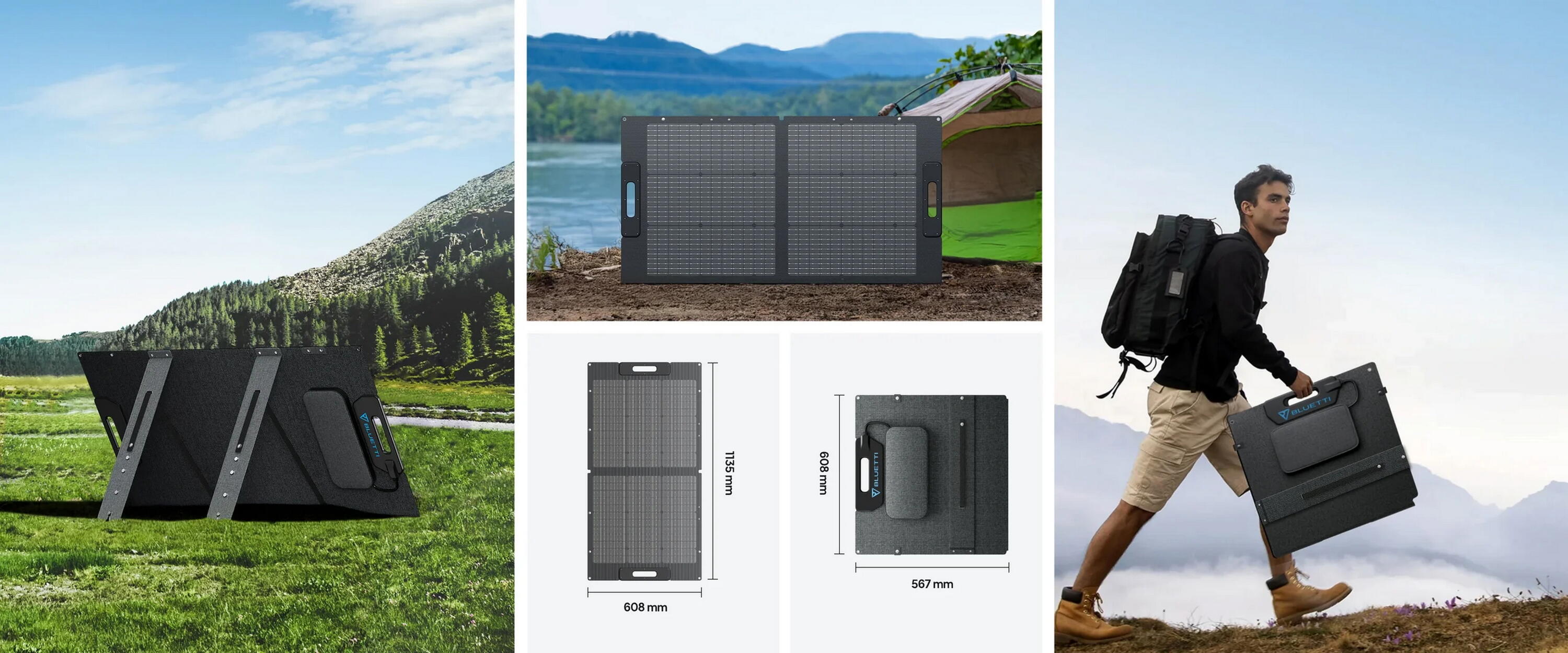 Painel solar portátil BLUETTI PV100, 100 W para AC180P/AC70P/AC50P, IP67 6/7