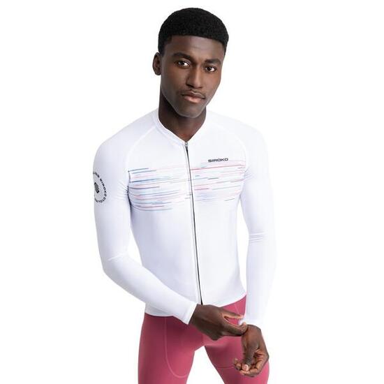Maillot vélo manches longues homme Cyclisme M2 Noise Blanc