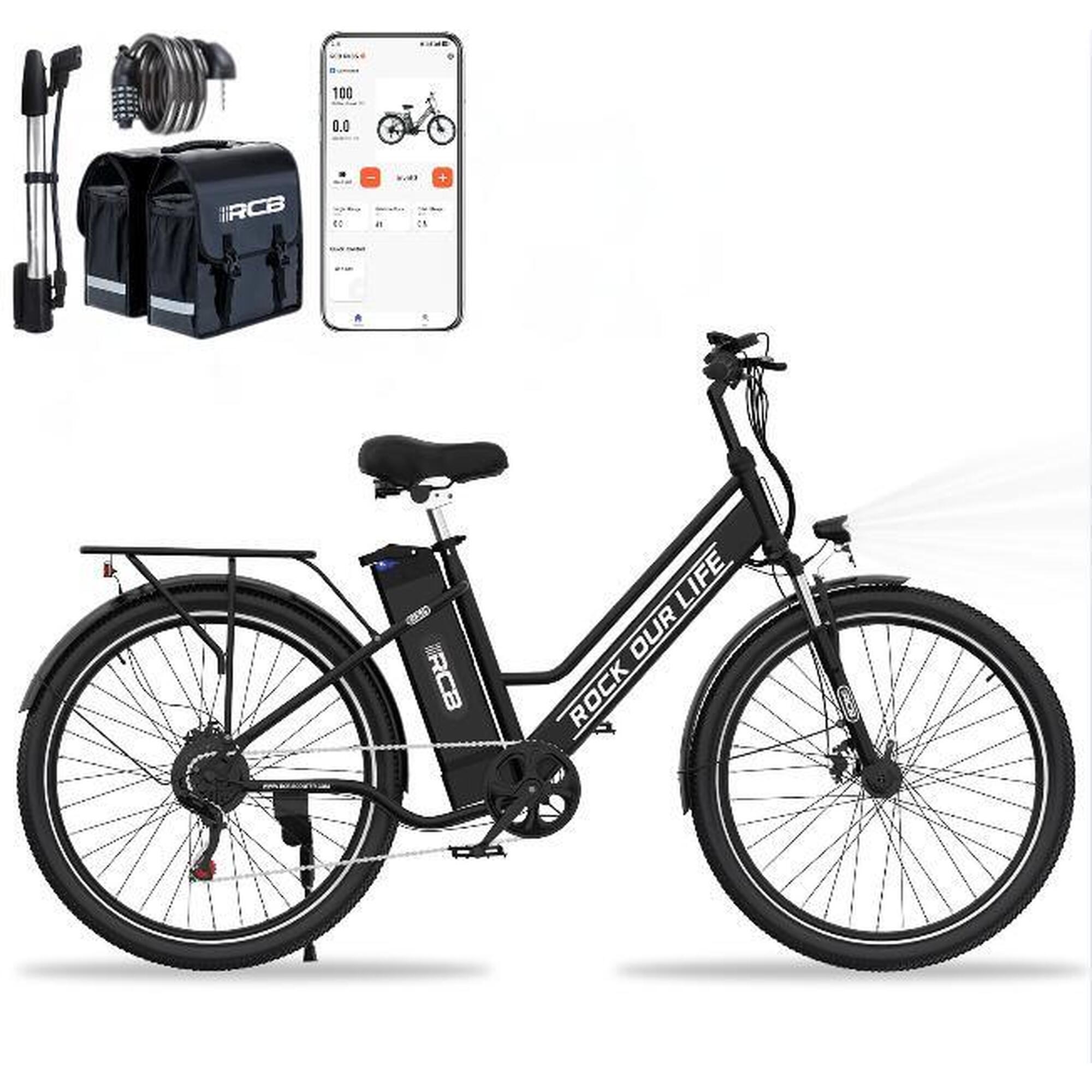 Rcb - Vélo Électrique Adulte 26'' E-bike, App, Rcb - Rk8s - Vélo Tout Chemin - Noir - Decathlon