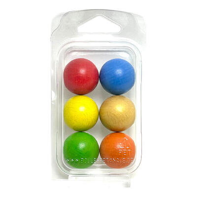 Zielkugeln Boule Pétanque FM-1- 6 verschiedene Farben - Buche - im Blister