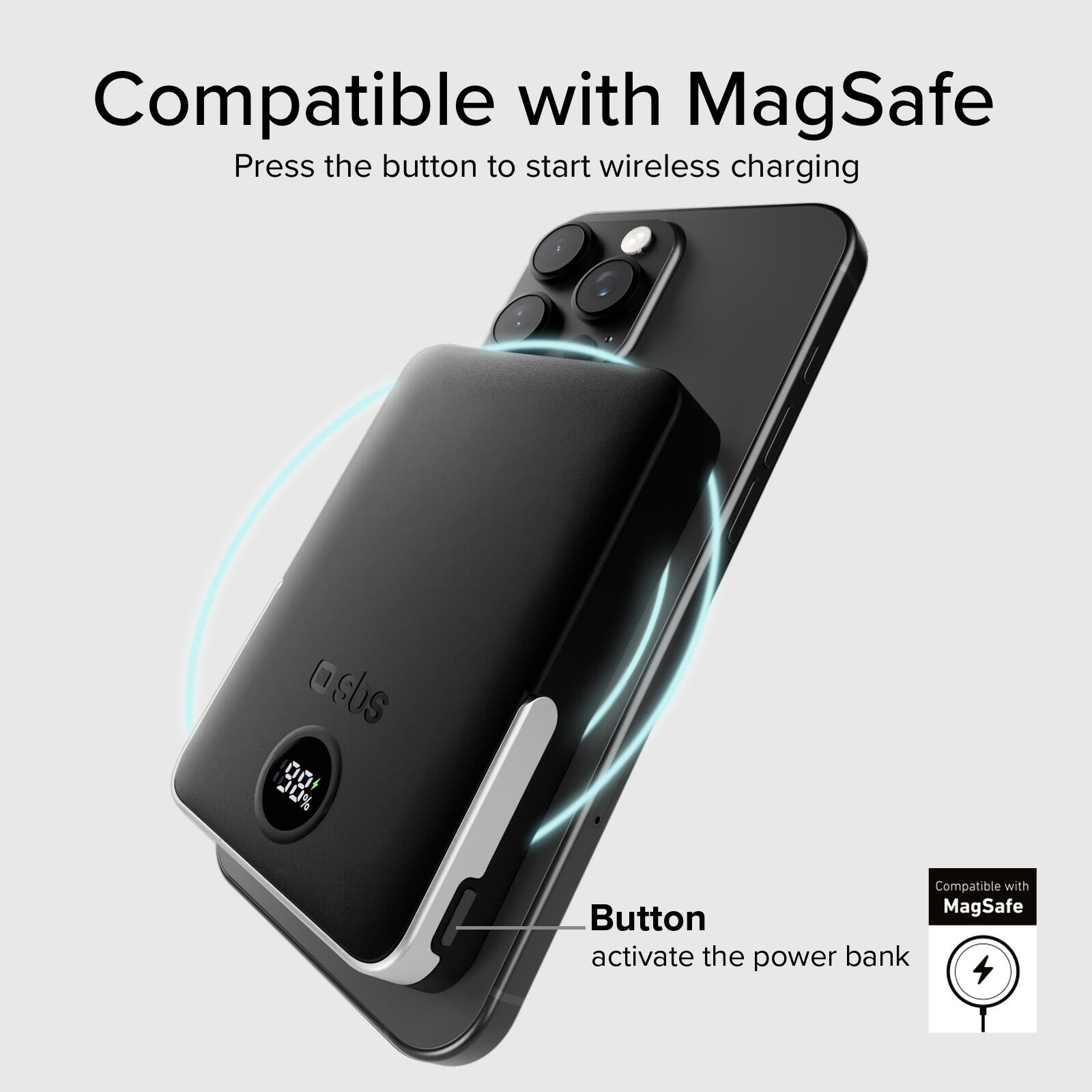 PowerBank 10000 mAh con stand integrato, compatibile con MagSafe 4/7