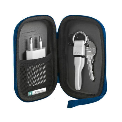 Astuccio organizer da viaggio rigido con zip. tasca interna. laccio e tracolla