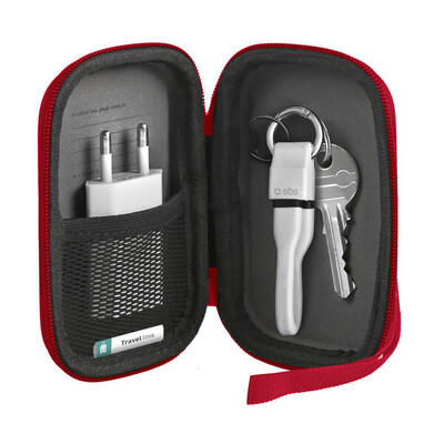 Astuccio organizer da viaggio rigido con zip. tasca interna. laccio e tracolla