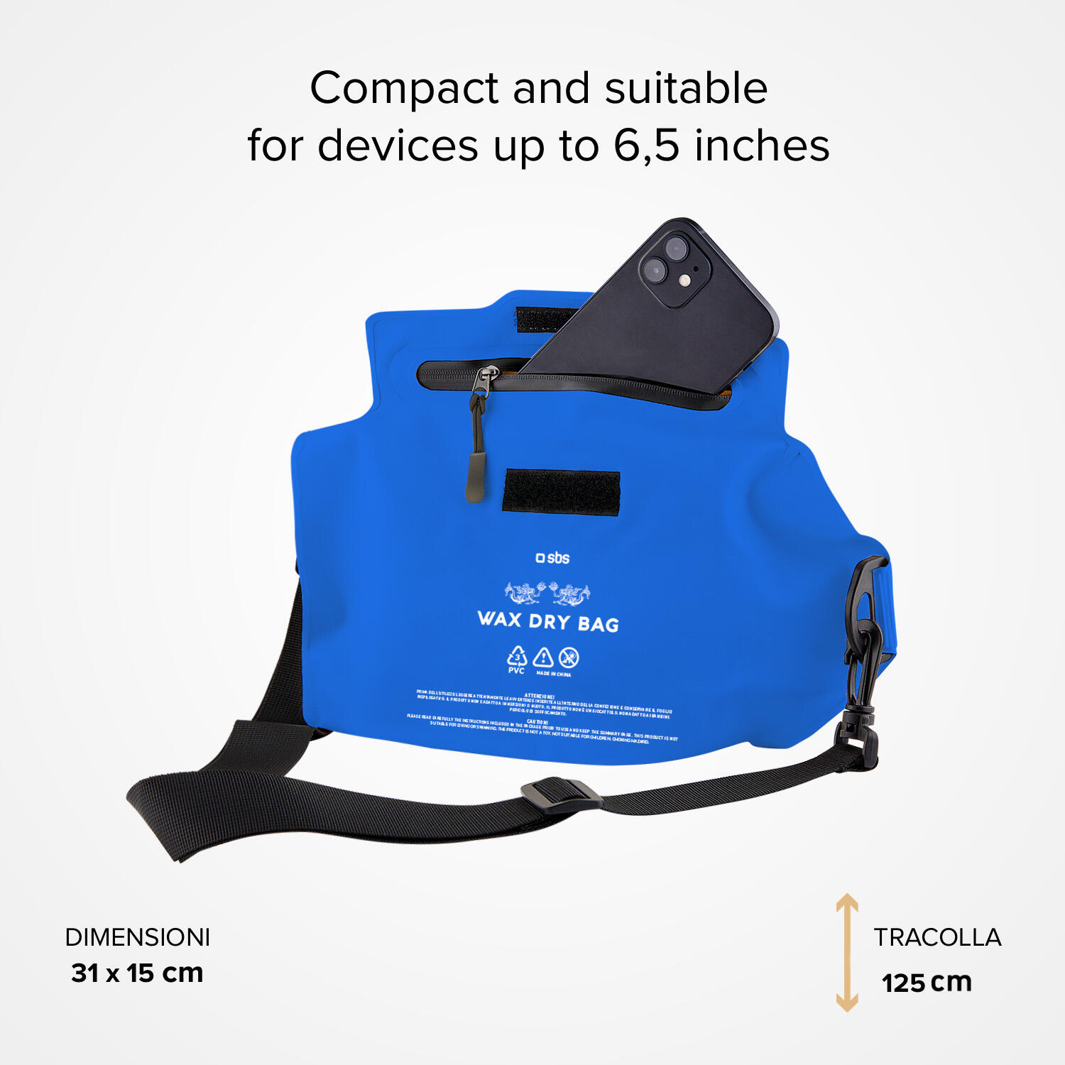 Borsa tracolla 2L water resistant, touch screen, per smartphone fino a 6.5" 3/4