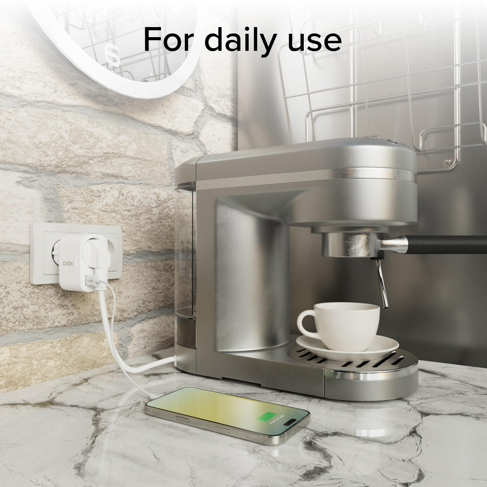 Caricatore 20W Power Delivery, presa schuko, porte USB-A e USB-C 7/7