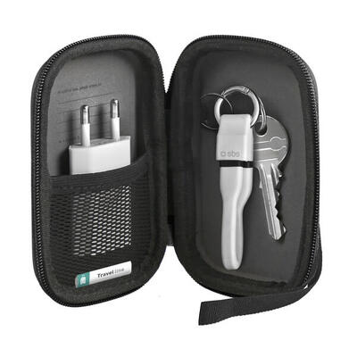 Astuccio organizer da viaggio rigido con zip. tasca interna. laccio e tracolla