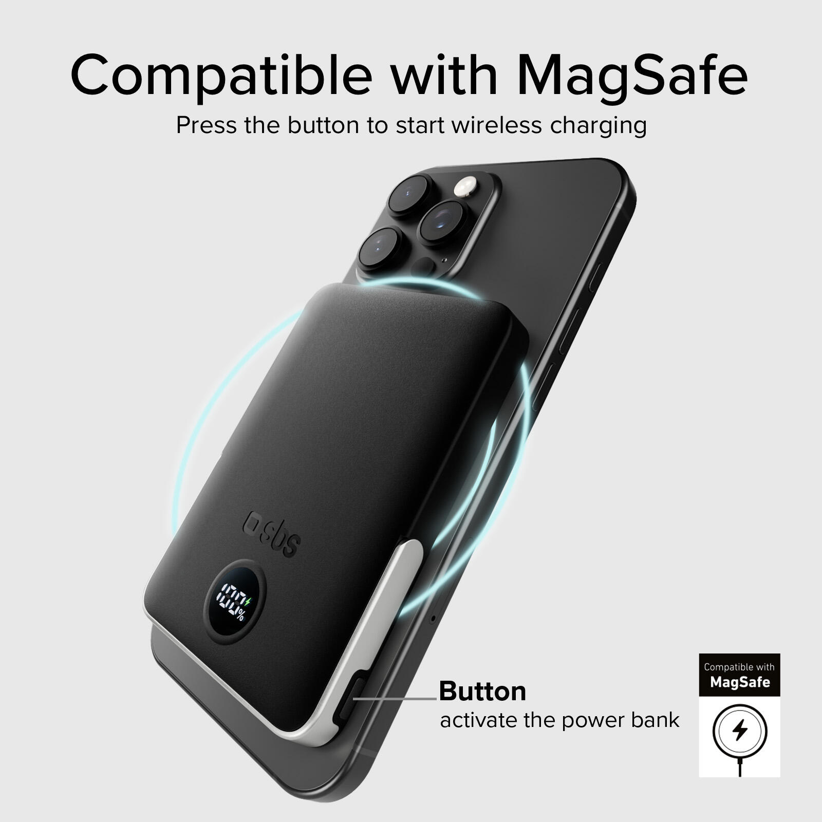 PowerBank 5000 mAh con stand integrato, compatibile con MagSafe 4/7