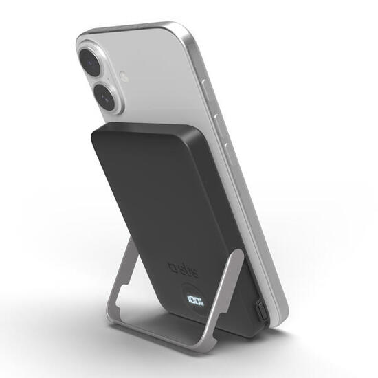 Batterie externe sans fil 5.000 mAh avec support intégré et écran LCD