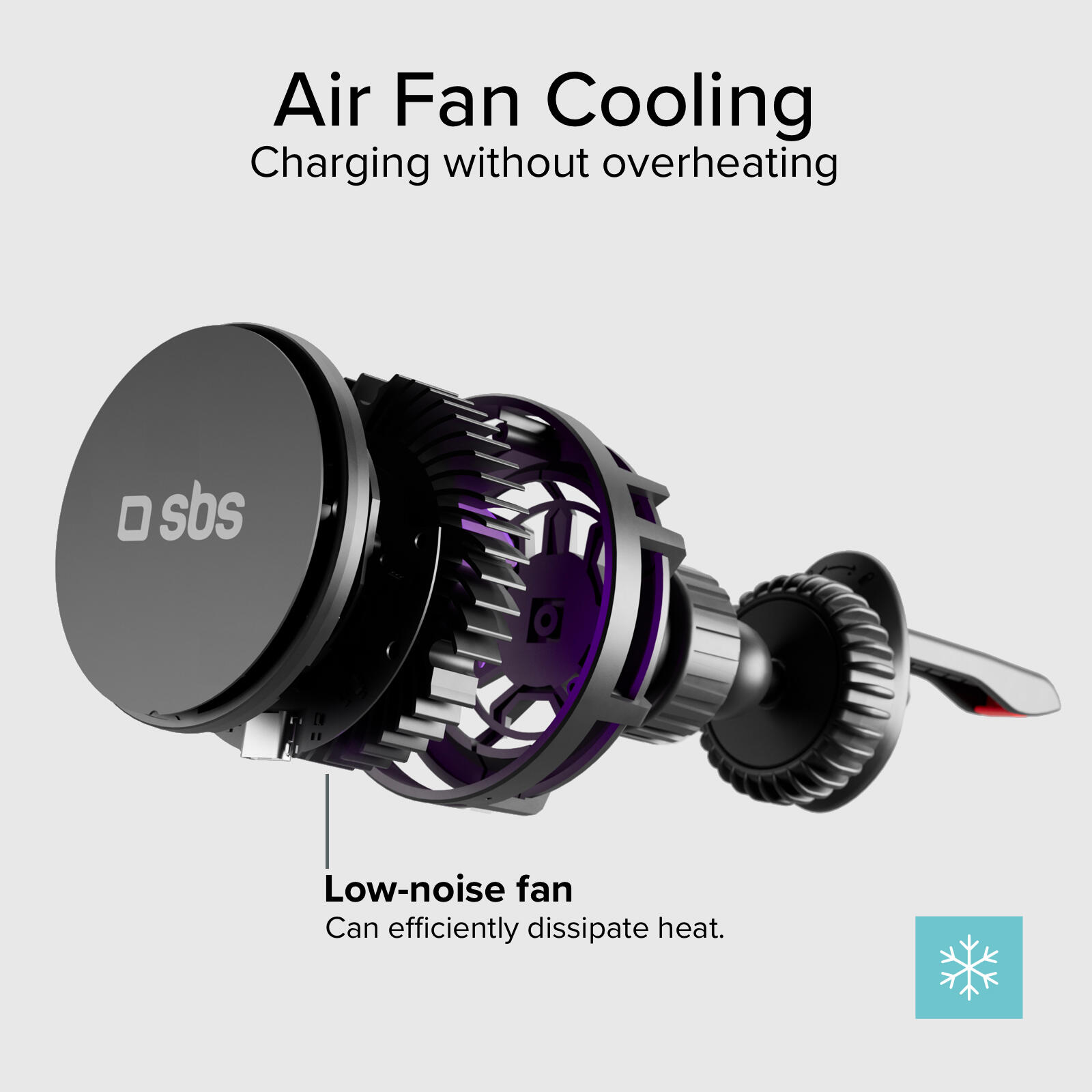 Support téléphone avec ventilateur et charge sans fil 15W 5/7