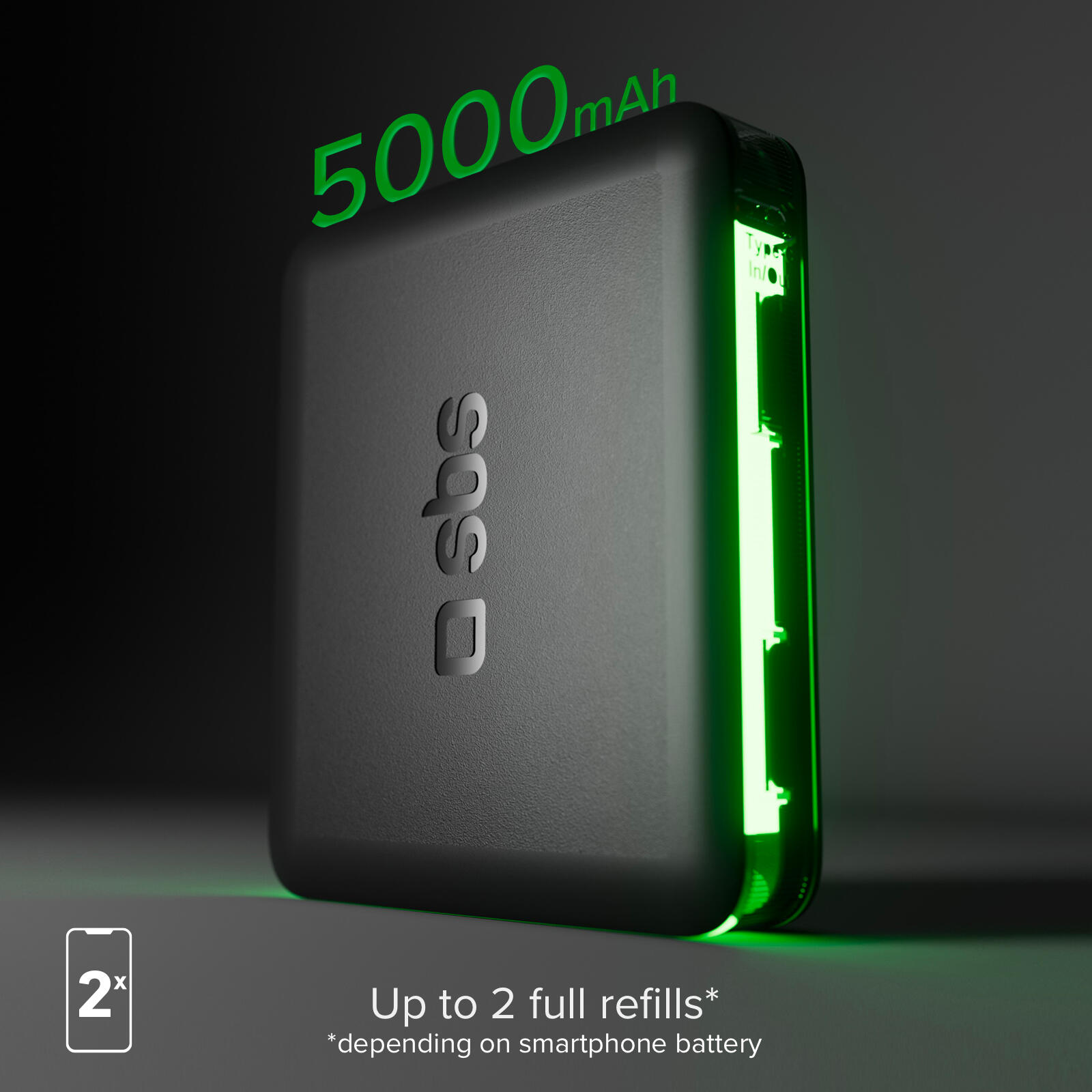 PowerBank compatto da 5000 mAh con porta USB-C da 10W 7/7