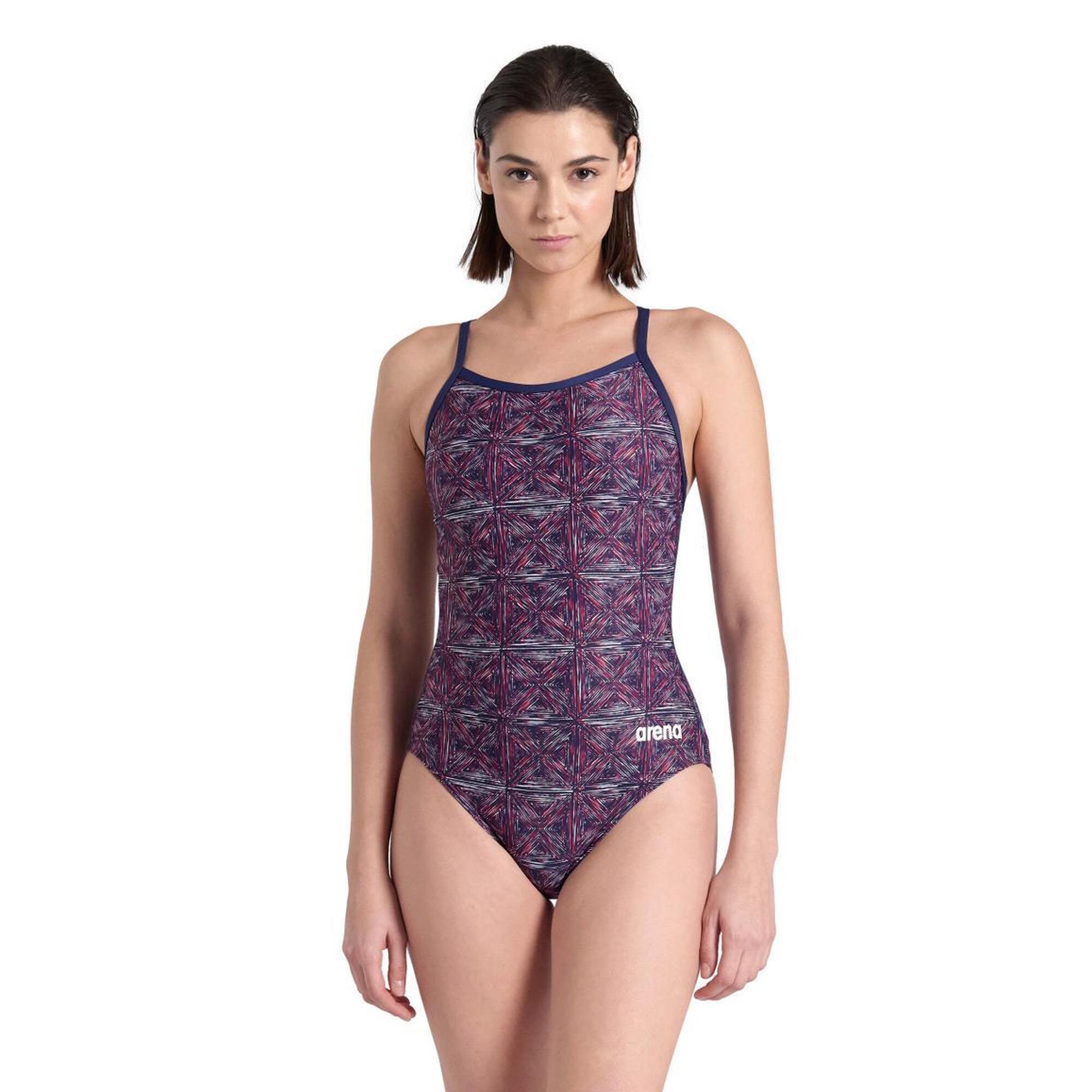 Strój Kąpielowy Arena Abstract Tiles - Granatowy / Wielokolorowy – Rozmiar 32