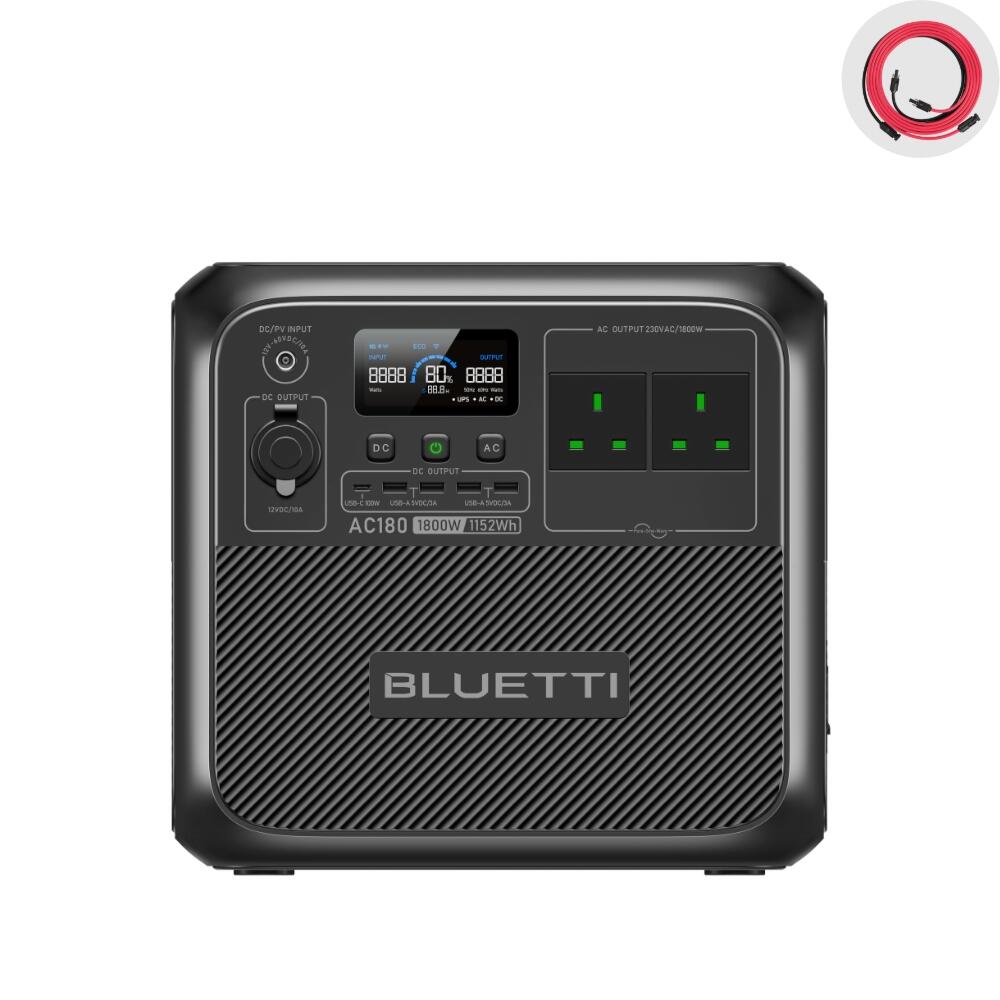 Bluetti gerador solar portátil ac180, bateria de 1152 wh lifepo4 para campismo
