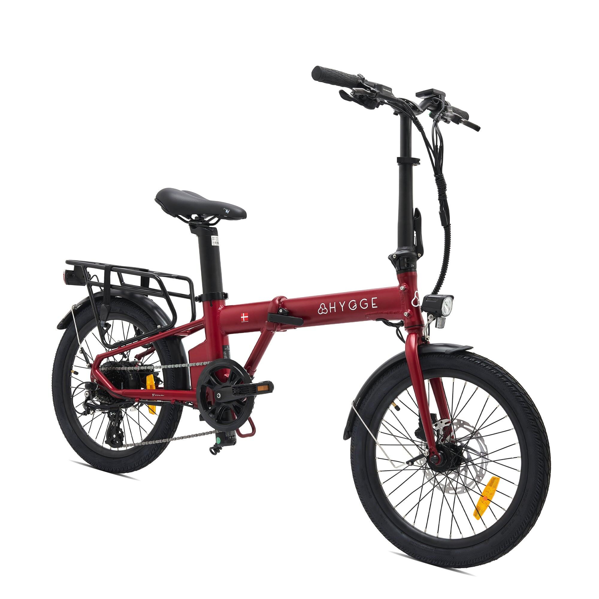 HYGGE BIKES Virum 2025 - E-Bike Plegable Ultraligera 36V 10Ah - Sangría Roja