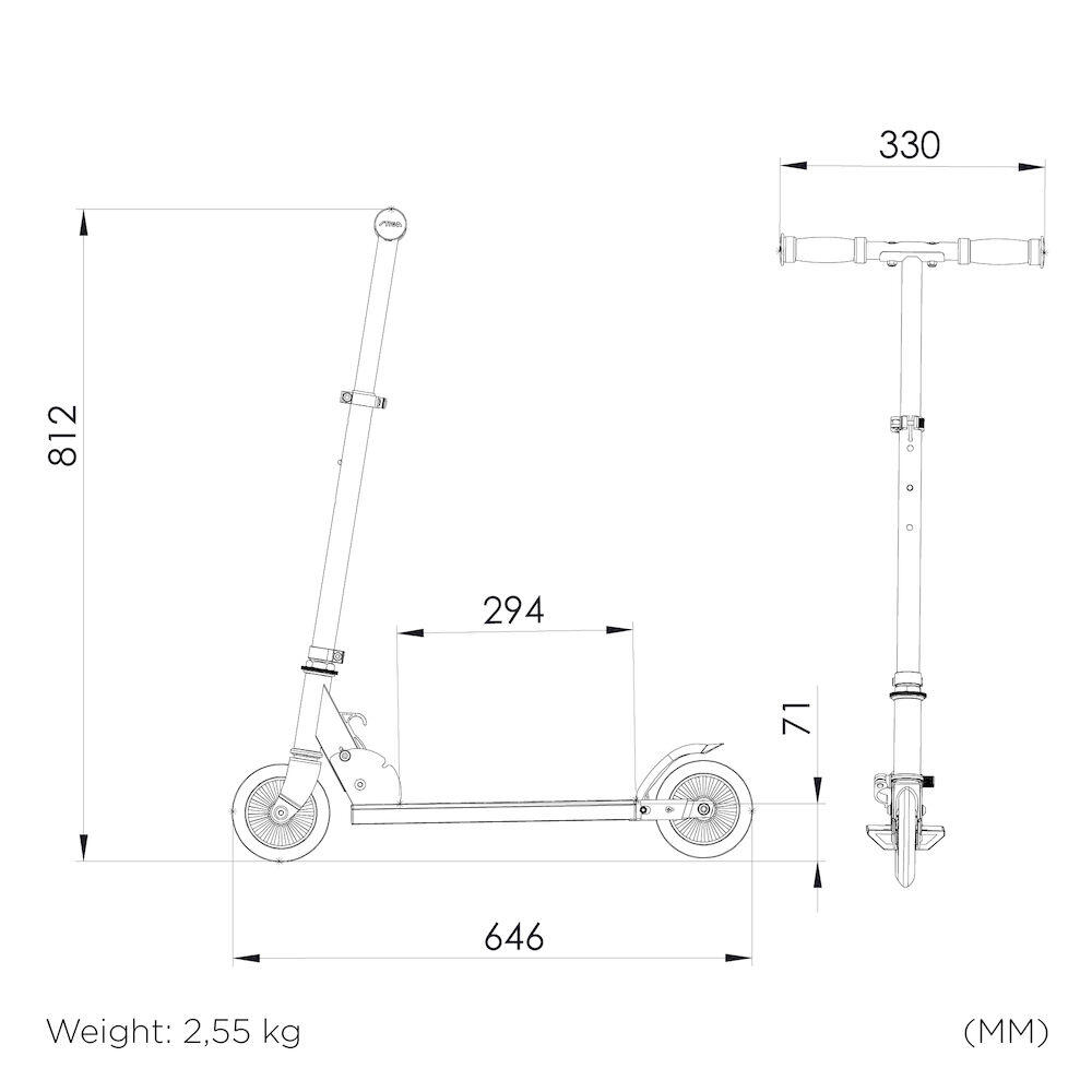 Trottinette STIGA Comet 120-S Noir/Citron vert 3/4