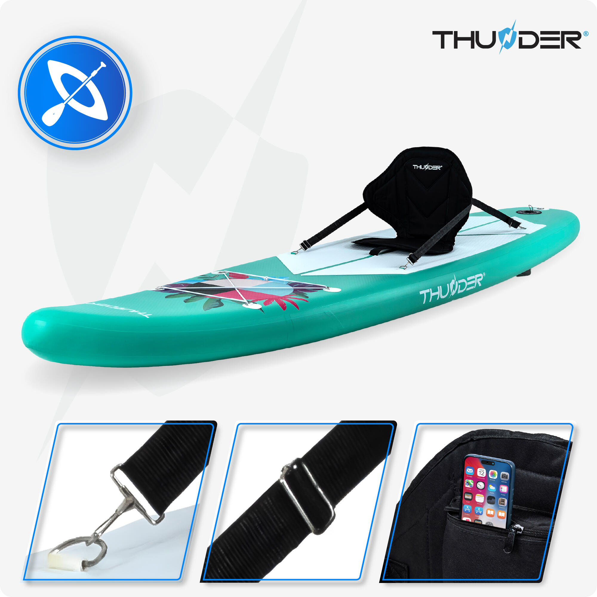 Prancha de SUP insuflável com acessórios THUNDER FLAMI 320cm 3/8